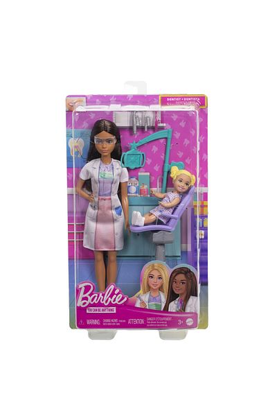 Barbie set de joaca papusa barbie bruneta face cariera stomatolog