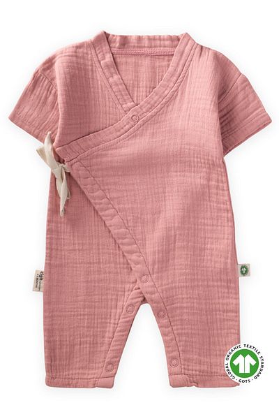 Cigit Organic Double Breasted Muslin Jumpsuit 0-9 Months Coral
