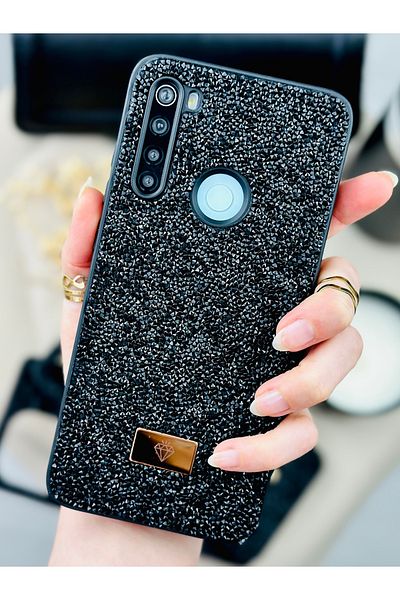 Go Aksesuar جراب سيليكون متوافق مع هاتف Xiaomi Redmi Note 8 بتصميم ماسي لامع ومرصع بأحجار الراين