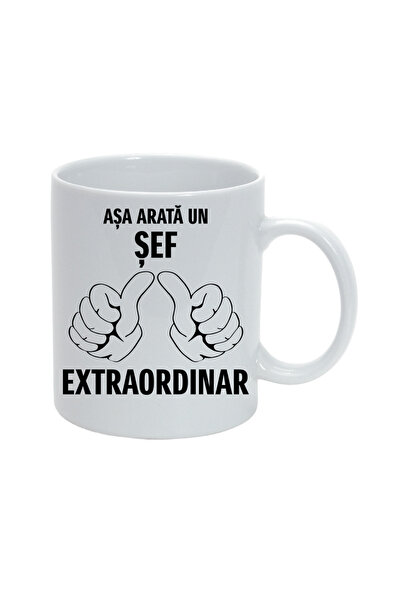 OEM Cana albă personalizată „Așa arată un șef extraordinar”, INOVATIX®. 330 ml