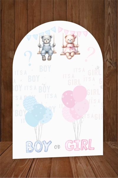 neşeli günlerim Gender Prediction Board with Balloons, Girl or Boy, Boy or Girl - 45 cm Standing Board
