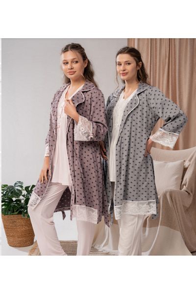 MissAyza Pointed Woven 3-Piece Pajama Set