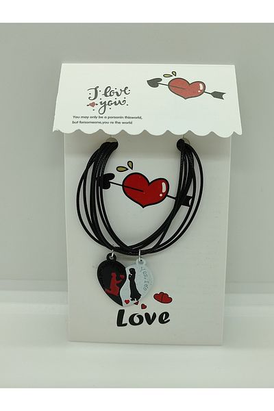 Mia Giyim 2-Piece Magnetic Heart Couple, Lover & Friendship Bracelet Gift with String