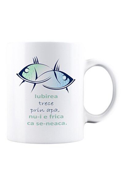 OEM Cană albă personalizată cu zodia PEȘTI, INOVATIX®. 330ml