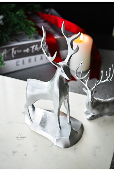 jeane home decor 2'li 18cm Dekoratif Hediyelik Obje Biblo Bioplastik Geyik Seti