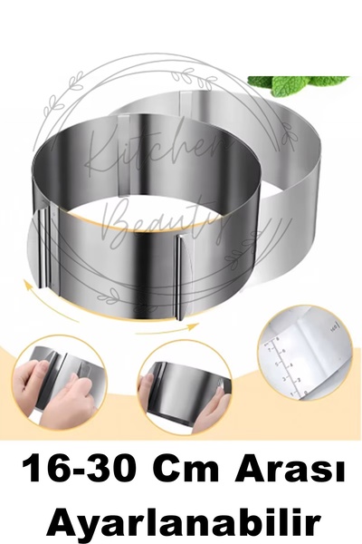 Kitchen Beauty Paslanmaz Kelepçeli Ayarlanabilir Kek Ve Pasta Kalıbı Ayarlanır Çember Pandispanya Kalıp