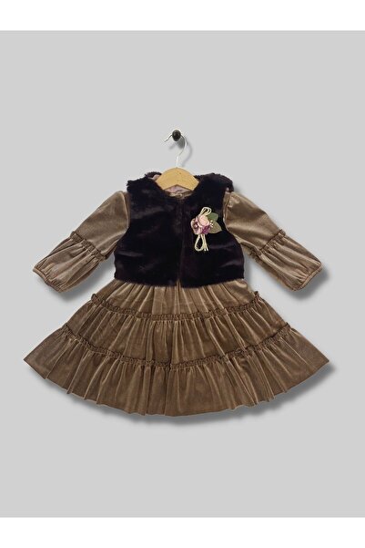 Cherrys Bebek Velvet Dress with Plush Vest