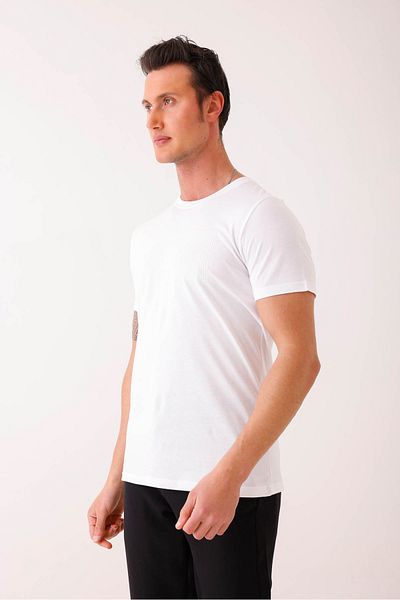 Decas SOLEMNIS Slim Fit Printed Basic T-Shirt - Λευκό