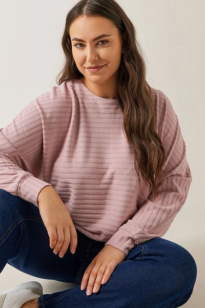 Stil Diva Long Sleeve Crew Neck Plus Size Blouse - 615589