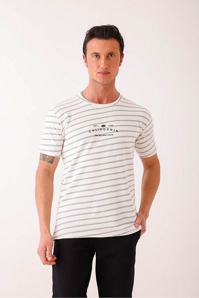 Decas Μπλουζάκι SOLVENIS Slim Fit με στάμπα Crew Neck - Λευκό