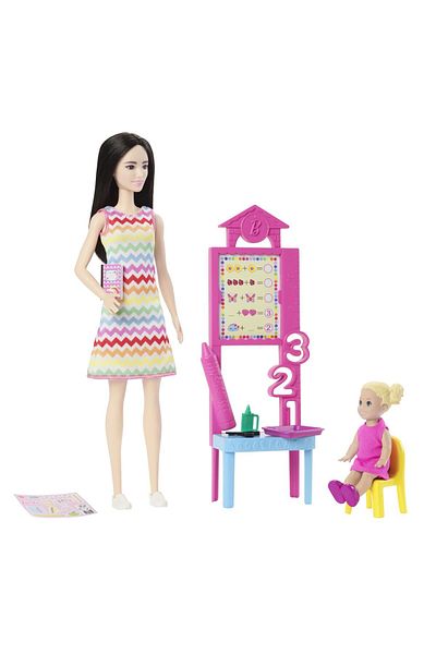 Barbie set de joaca papusa barbie bruneta face cariera profesoara
