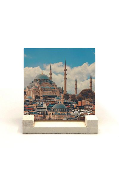 Sadrazam Istanbul Süleymaniye Mosque Printed Natural Stone Desktop (10 X 10 Krt-165)