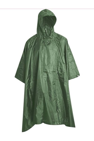 zola Pelerină de ploaie cu glugă, supradimensionată, poliester impermeabil, lungime totală 145 x 100 cm, verde