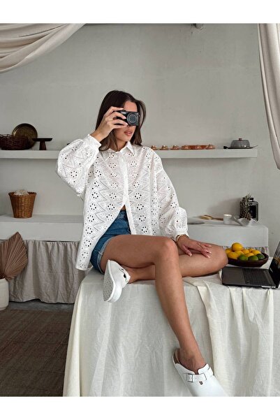 İLKCET MODA Φαρδύ πουκάμισο Brode Oversize Cut