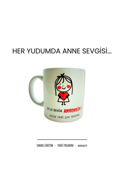 İyi Ki Benim Annemsin Mesajlı Porselen Kupa