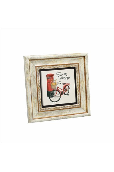 Sadrazam Natural Stone Painting with Dutch Bicycle Image Printed (20 X 20 Krg-33)