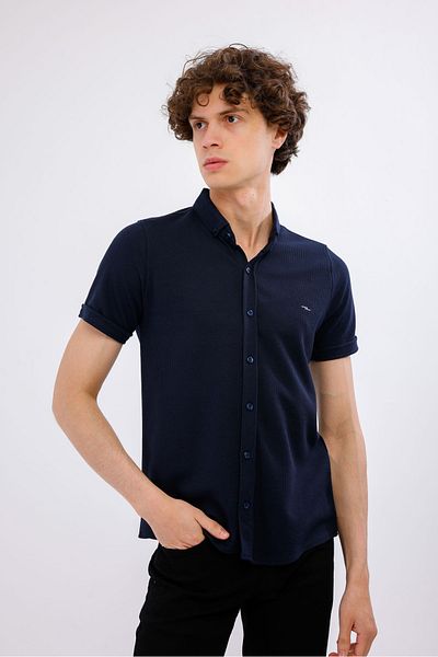 Decas MARINUS κοντομάνικο πουκάμισο - Navy Blue
