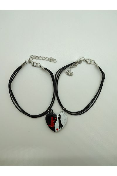 Mia Giyim 2-Piece Magnetic Heart Couple, Lover & Friendship Bracelet Gift with String