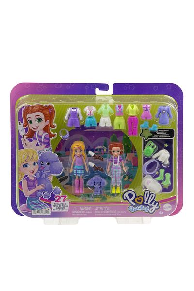 mattel Polly pocket set of 2 dolls and accessories 27 pieces