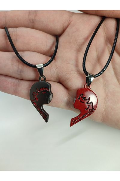 Mia Giyim 2-Piece Magnetic Heart Couple, Lover & Friendship Necklace Gift, Mother's Day Gift with String