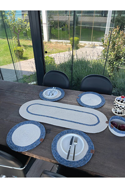 home inn Snur natural - Set de masă din 6 piese rezistent la pete |   4 setur...