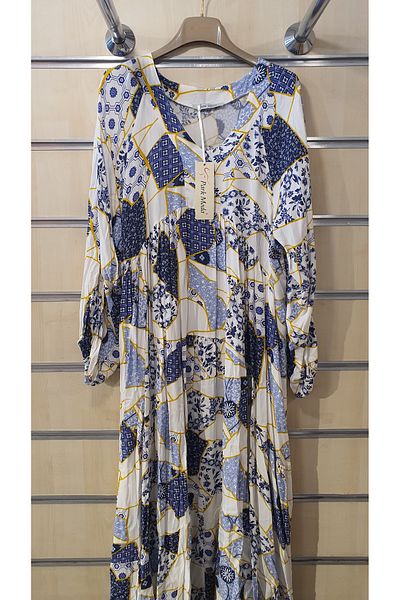 Park Moda Patterned Long Sleeve Viscosine Dress