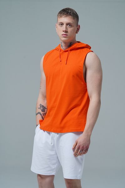 George Phoenix Pure Comfort - Orange Relaxed Fit Hooded Men's Sports Tank Top