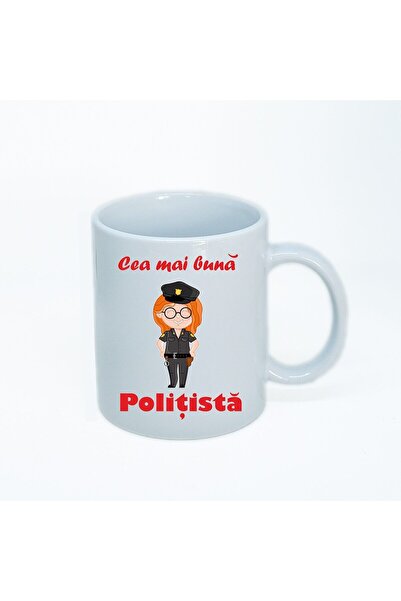 OEM Cană personalizată albă de polițist, INOVATIX®. 330ml