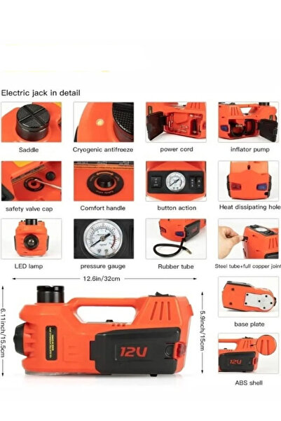 Cady One 5-ton car jack with built-in air compressor, electric wrench, and safety hammer