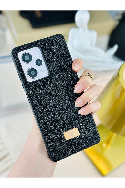 Go Aksesuar جراب REDMİ Note 12 PRO 5G متوافق مع تصميم الماس المزخرف بحجر الراين اللامع والماس اللامع من السيليكون