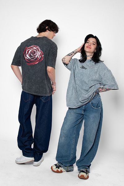 Sekizbiraltı Alert Rose Printed Oversize Unisex Πλενόμενο Λευκό Tshirt