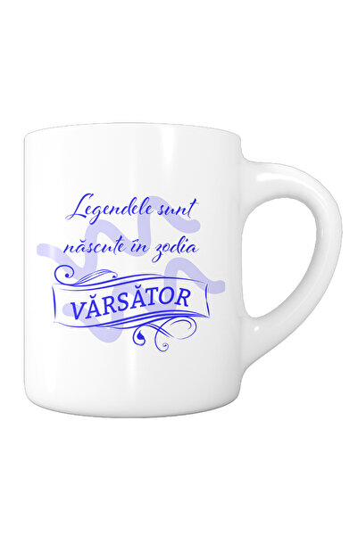 OEM Cană albă personalizată „Legendele se nasc în Vărsător”, INOVATIX®. 330ml