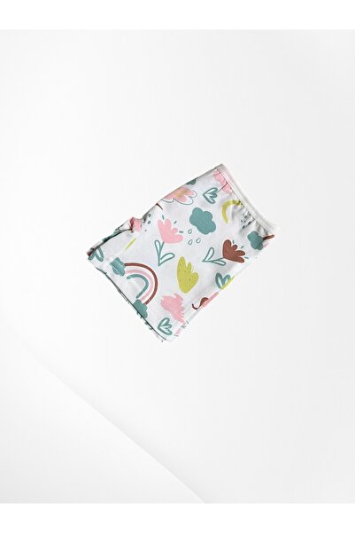 elmas kids Κοριτσίστικο σετ μπόξερ από 100% βαμβάκι με λουλούδια ουράνιου τόξου με λευκό λεπτό λουράκι