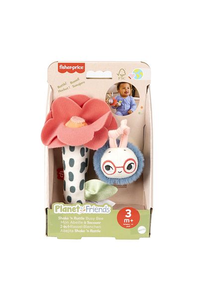 mattel Fisher Price Planet Friends Flower and Bee Rattle Plush Toy