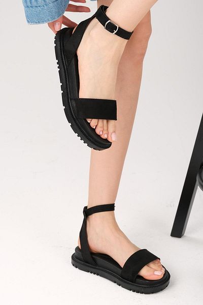 Mio Gusto Susana Black Color Ankle Strap Women's Sandals
