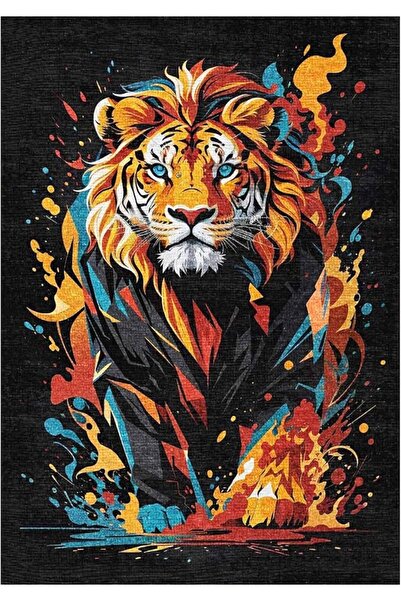 Bamyum Gaming-Teppich mit Löwen-Print, Chenille-Print, maschinengefertigt, 80 x 150 cm