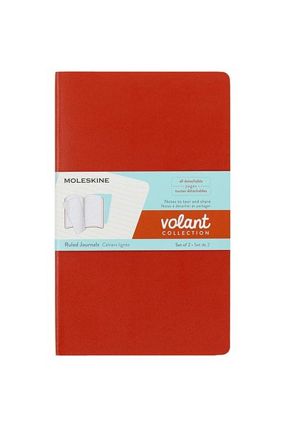 Moleskine Striped Volant Notepad Set of 2 L Size Orange Aqua Blue