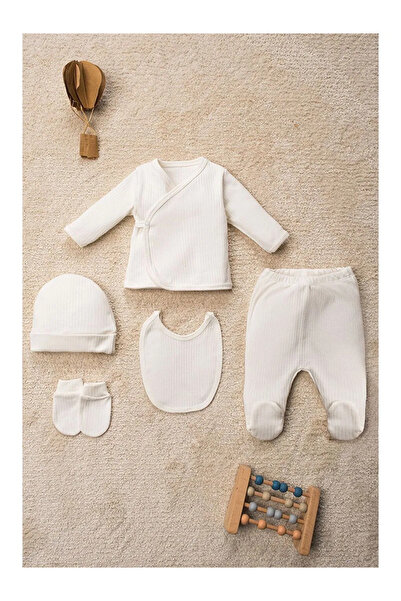 LC Waikiki Düz Renk Organik Pamuk Kutulu 5 Parça Hastane Çıkış Seti