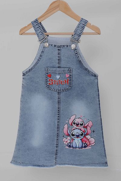 TOFİSA Girl's Blue Printed Denim Gilet - 27062