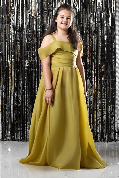 DENİMİNİ Askılı Beli Lastikli Kız Çocuk Mezuniyet Abiye Elbisesi DNM362