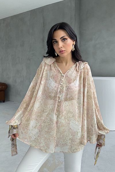 Seda Yalçın Atelier Шифонена риза с флорален принт Zr Model