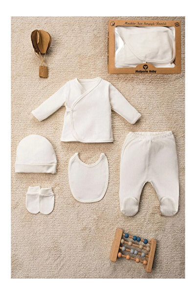 LC Waikiki Düz Renk Organik Pamuk Kutulu 5 Parça Hastane Çıkış Seti