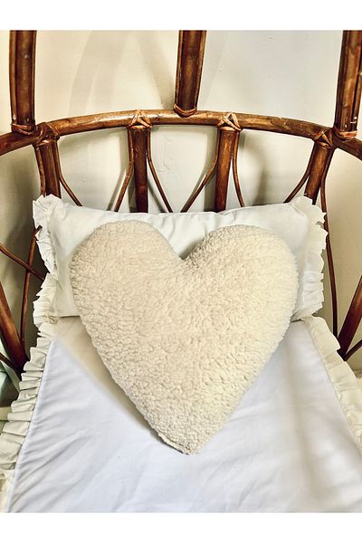 Cherry Bloom Cotton Teddy Plush Heart Pillow