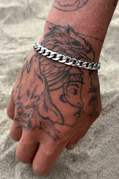 TREND COLLECTİON Cuban Küba Gümüş Çelik Kararmaz Silver Klasik Model Erkek Bi...