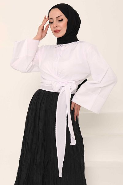 TOFİSA Front Tie Shirt White - 27034