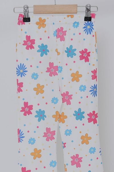 TOFİSA Leggings pentru fetiță cu model de flori albe - 27058