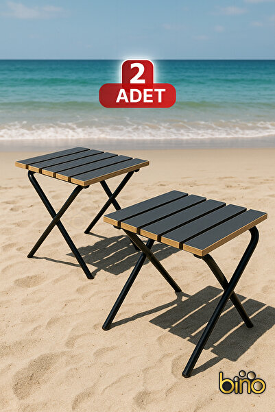 Bino 2 ADET Kamp ve Bahçe Taburesi Sandalye Suya Dayanıklı Şık Ahşap Tasarım ...