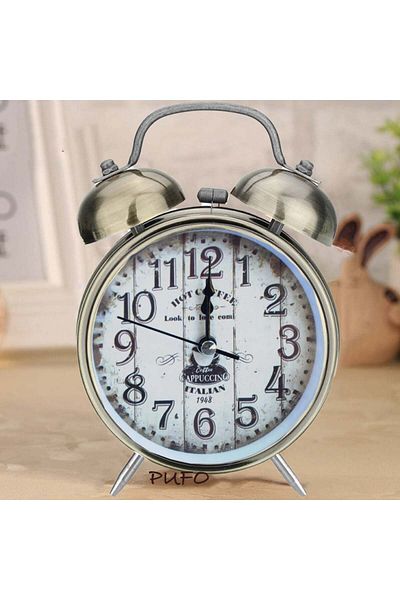 PUFO Hot Coffee alarm clock with dial lighting button, metallic, 16 cm, copper