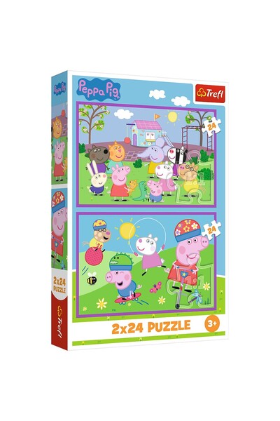 Trefl Puzzle 2x24 Prasátko Peppa: Den hraní s Prasátkem Peppou