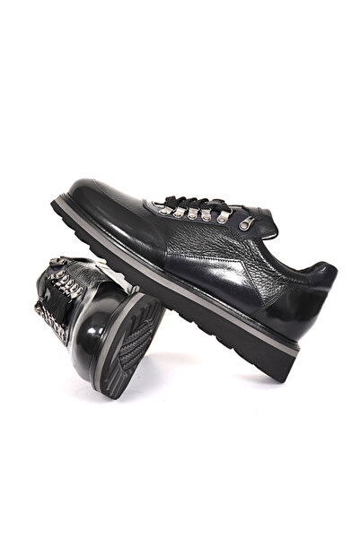 Tuna Genuine Leather Black Casual Sports Men's Shoes Eva Sole - 7911